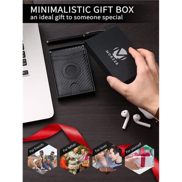 AirTag Wallet Men Slim Minimalist Bifold Wallet With AirTag Holder RFID Blocking - Picture 7 of 7